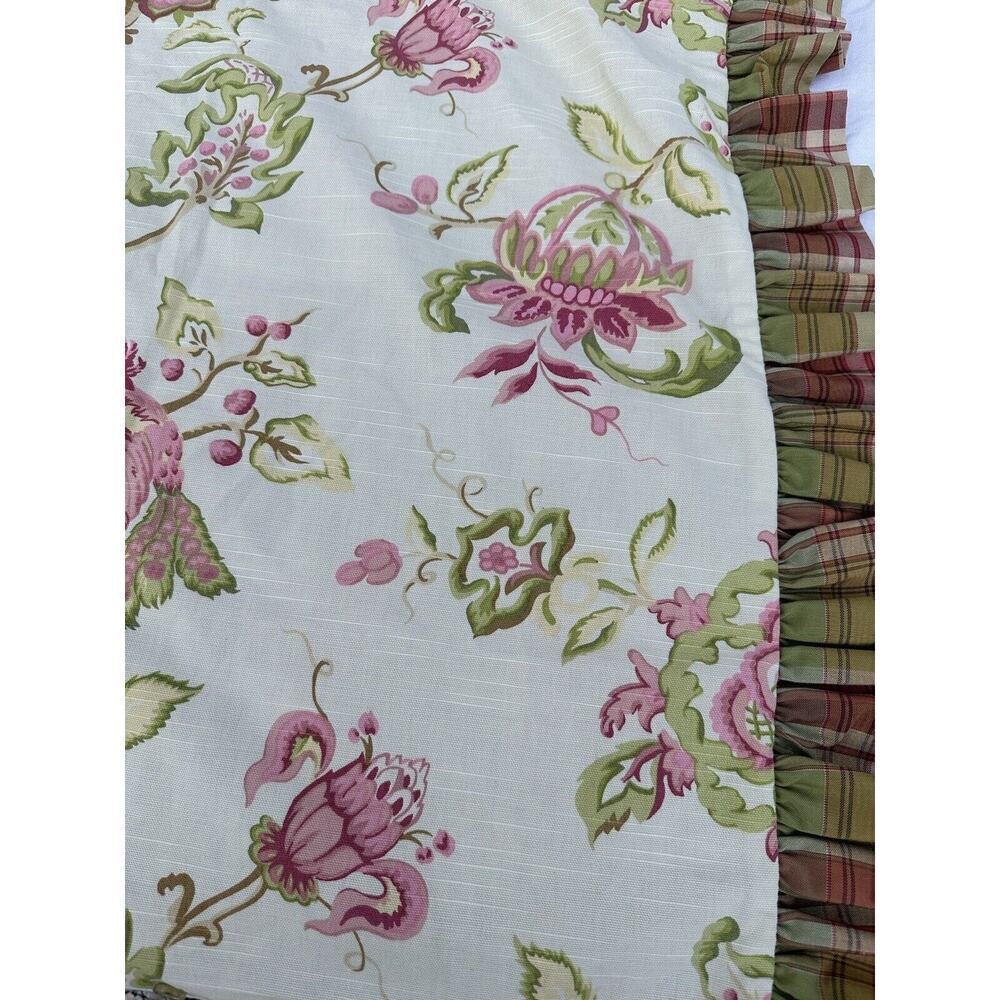 VTG European Pillow Sham Pink Green Floral Plaid French Country Ruffled - Picture 3 of 8